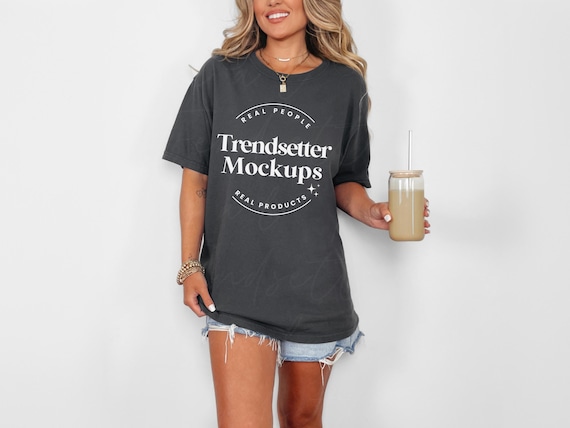 Comfort Colors 1717 Graphite Mockup, CC1717 Oversized Tee Comfort Colors 1717 Graphite Mockup, CC1717 Oversized Tee