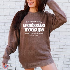 Lane Seven 11004 Terra Brown Mockup, LS11004 Nantucket Crewneck Sweatshirt, Real Person Model image 1