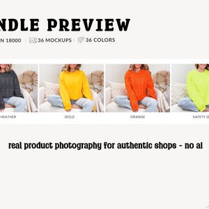 Gildan 18000 Sleeve Mockup Bundle: Boho G18000 Sweatshirt Mocks, Real Model image 6