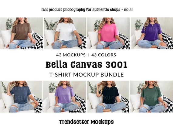 Bella Canvas 3001 Mockup Bundle, Real Person Model (Digital Download)