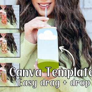 16oz Libbey Clear Glass Can Mockup, Canva Template Drag and Drop (Digital Download)