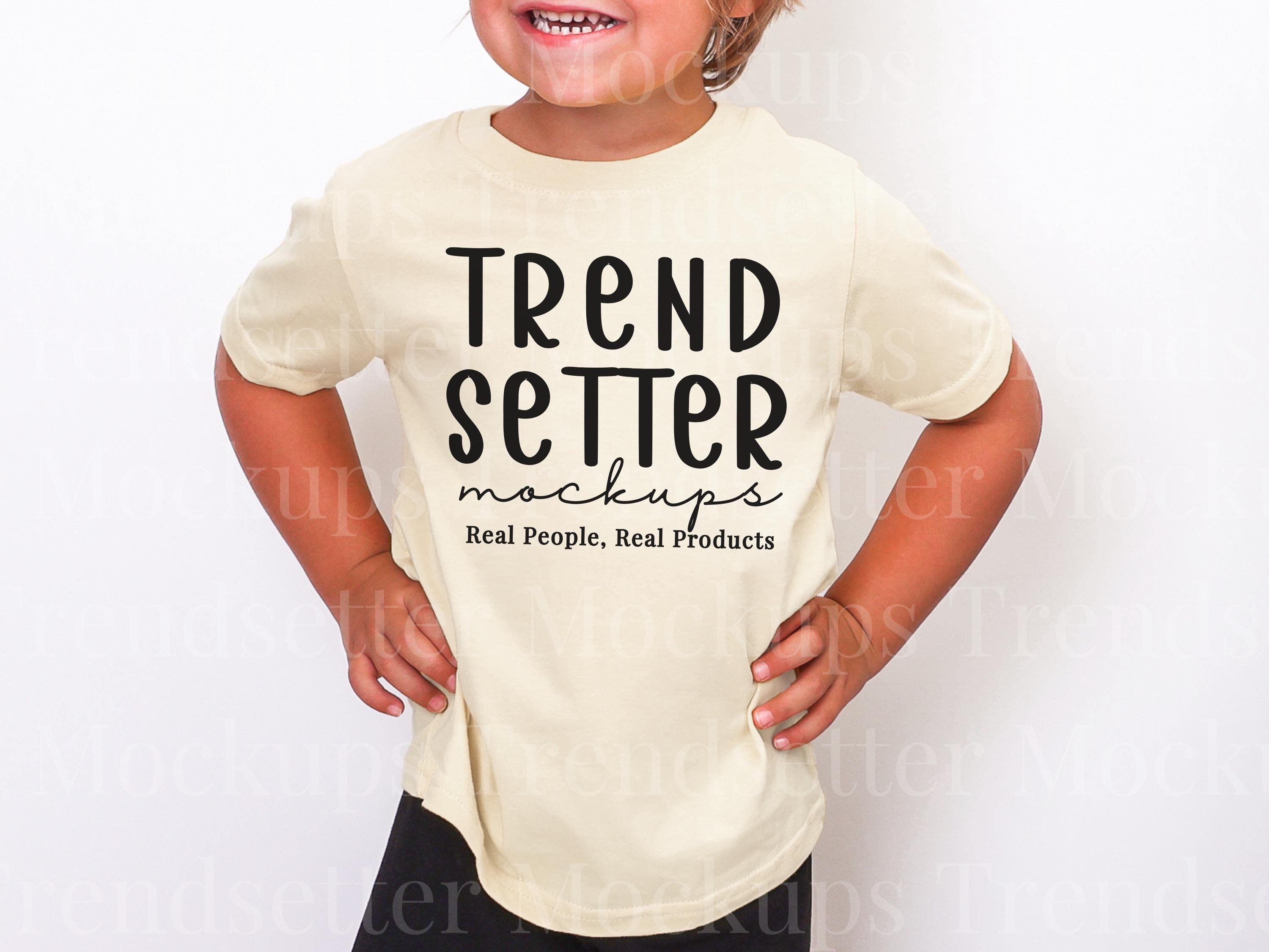 Rabbit Skins 3321 Natural Tshirt Mockup | RS3321 Toddler Tee | Natural T-Shirt Mock-up | Real Person Model | Minimalist Aesthetic