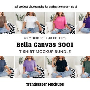 Bella Canvas 3001 Mockup Bundle, BC3001 T-shirt Mocks, Real Person Model image 1
