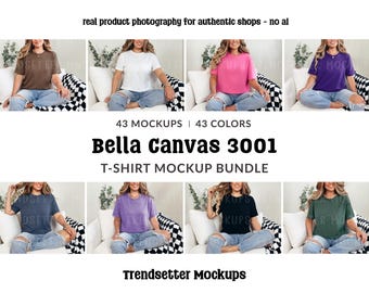 Bella Canvas 3001 Mockup Bundle, BC3001 T-shirt Mocks, Real Person Model