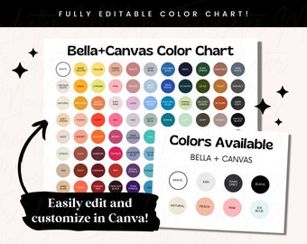 Editable Bella + Canvas Color Chart, Bella Canvas 3001 Color Chart, Color Chart Canva Template, BC CVC Chart, BC Triblend Color Chart