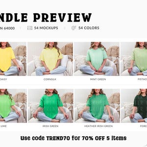 Gildan 64000 T-Shirt Mockup Bundle, G64000 Oversized Tee Mock-ups, Boho Lifestyle, Real Model image 5