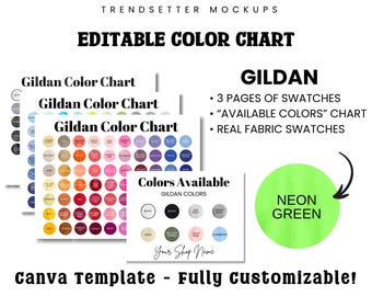 Editable Gildan Color Chart with Real Fabric Swatches (Canva Template)