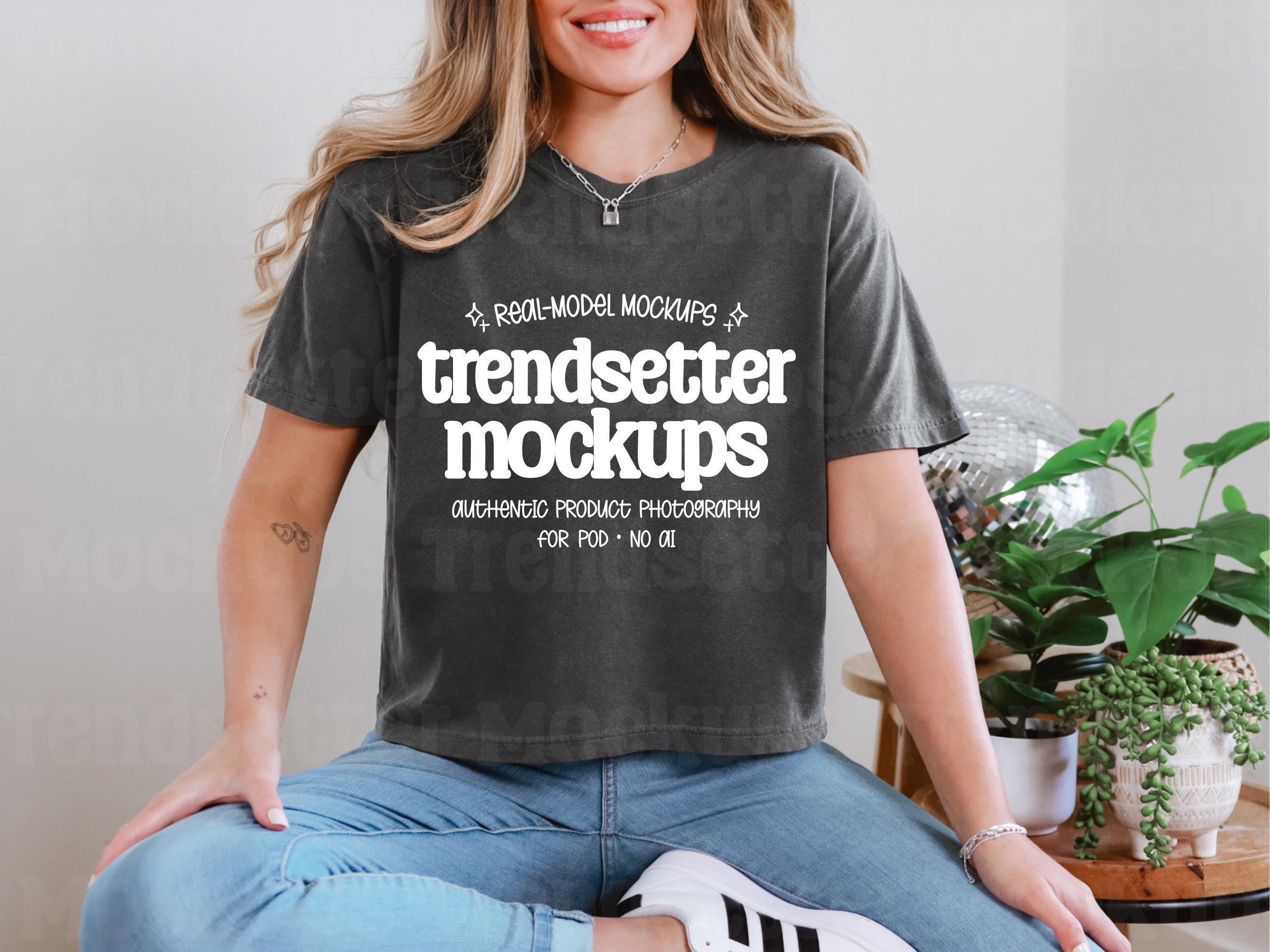 Comfort Colors 3023CL Pepper Mockup, CC3023CL Cropped Boxy Tee