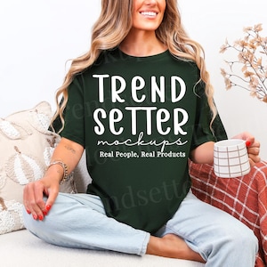 Gildan 5000 Forest TShirt Mockup | G5000 Forest Mockup | Real Person Model | POD | G500 Cozy Fall Aesthetic