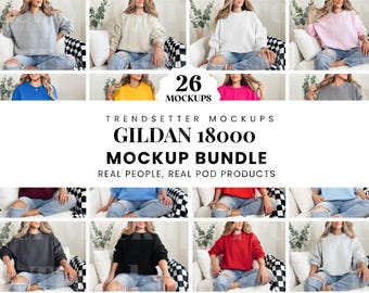 Gildan 18000 Mockup Bundle, G18000 Crewneck Sweatshirt Collection, Popular High-Quality Unisex Sweatshirt Mock-ups, New Shop Bundle