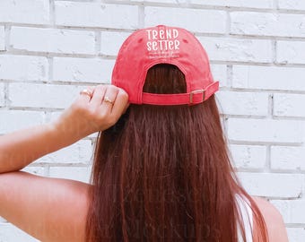 Red Otto Vintage Cap Mockup | Otto 18-1248 Hat Mockup | Cotton Hat Mock-up | Back of Hat Mock | Real Human Model | Trendy Summer Aesthetic