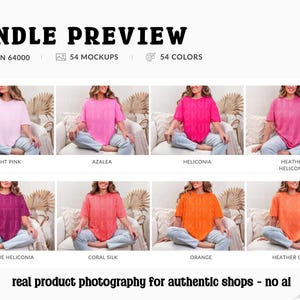Gildan 64000 T-Shirt Mockup Bundle, G64000 Oversized Tee Mock-ups, Boho Lifestyle, Real Model image 4