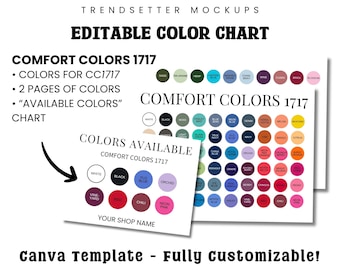 Comfort Colors 1717 Color Chart, CC1717 Editable Canva Template