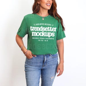 Bella Canvas 3001 Heather Grass Green Mockup: BC3001 Unisex Tshirt, Real Model (Digital Download)