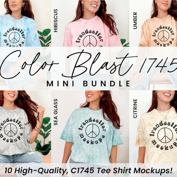 Color Blast 1745 Mockup Bundle, Comfort Colors 1745 Collection, Trendy Tie Dye Mockup Bundle, Front of Shirt Mock-ups