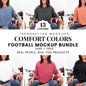 Comfort Colors 1466 + Comfort Colors 1566 Football Mockup Bundle | CC1466 CC1566 Mockups Bundle | Real Person Model | POD | Fall Aesthetic