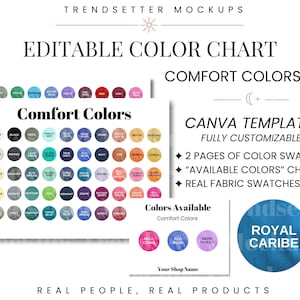 Editable Comfort Colors C1717 Color Chart, Canva Template Editable TShirt Swatches, Use with 1717 Size Chart and Comfort Colors Mockups
