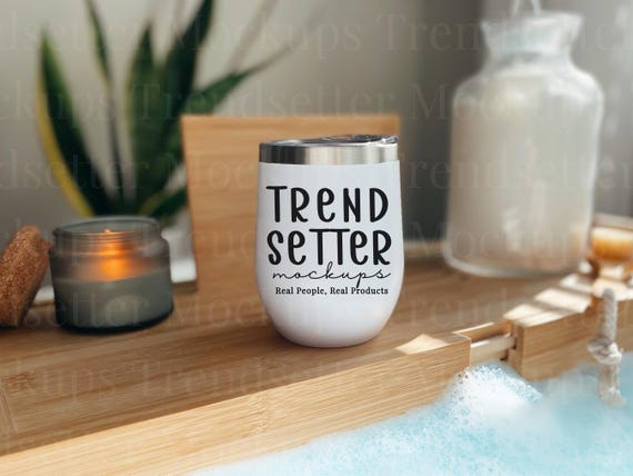 12oz Matte White Wine Tumbler Mockup