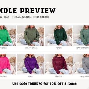 Gildan 18000 Sleeve Mockup Bundle: Boho G18000 Sweatshirt Mocks, Real Model image 5