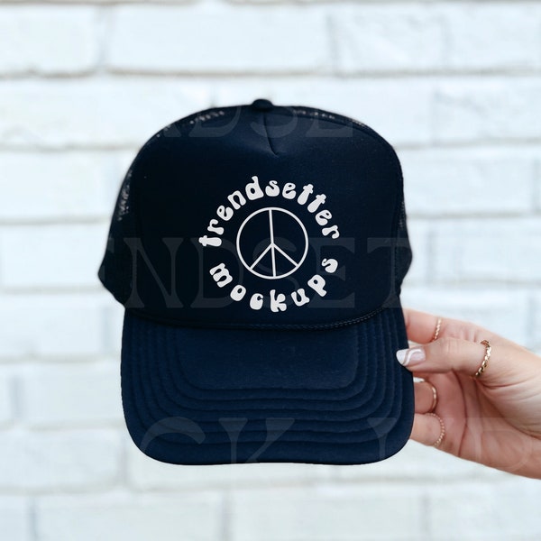 Otto Trucker Cap Mockup, Black Baseball Hat Mockup, Mesh Hat Mock-up, Lifestyle Mockup, Baseball Cap Mockup, Aesthetic Mockup