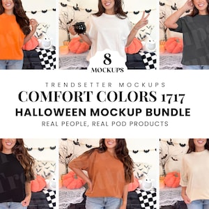 Comfort Colors 1717 Halloween Mockup Bundle, CC1717 Spooky Season Collection, Popular Trendy Fall Shop Bundle, Real Person Model