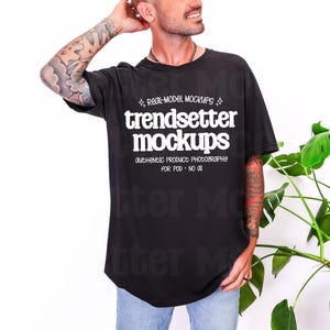 Comfort Colors 1717 Black T-shirt Mockup, Real Male Model Tee, No AI