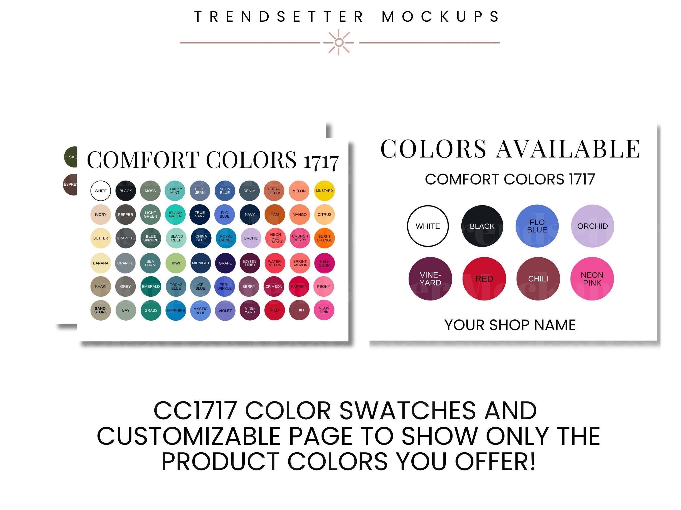 Editable Comfort Colors 1717 Color and Size Chart, CC1717 T-shirt Canva ...