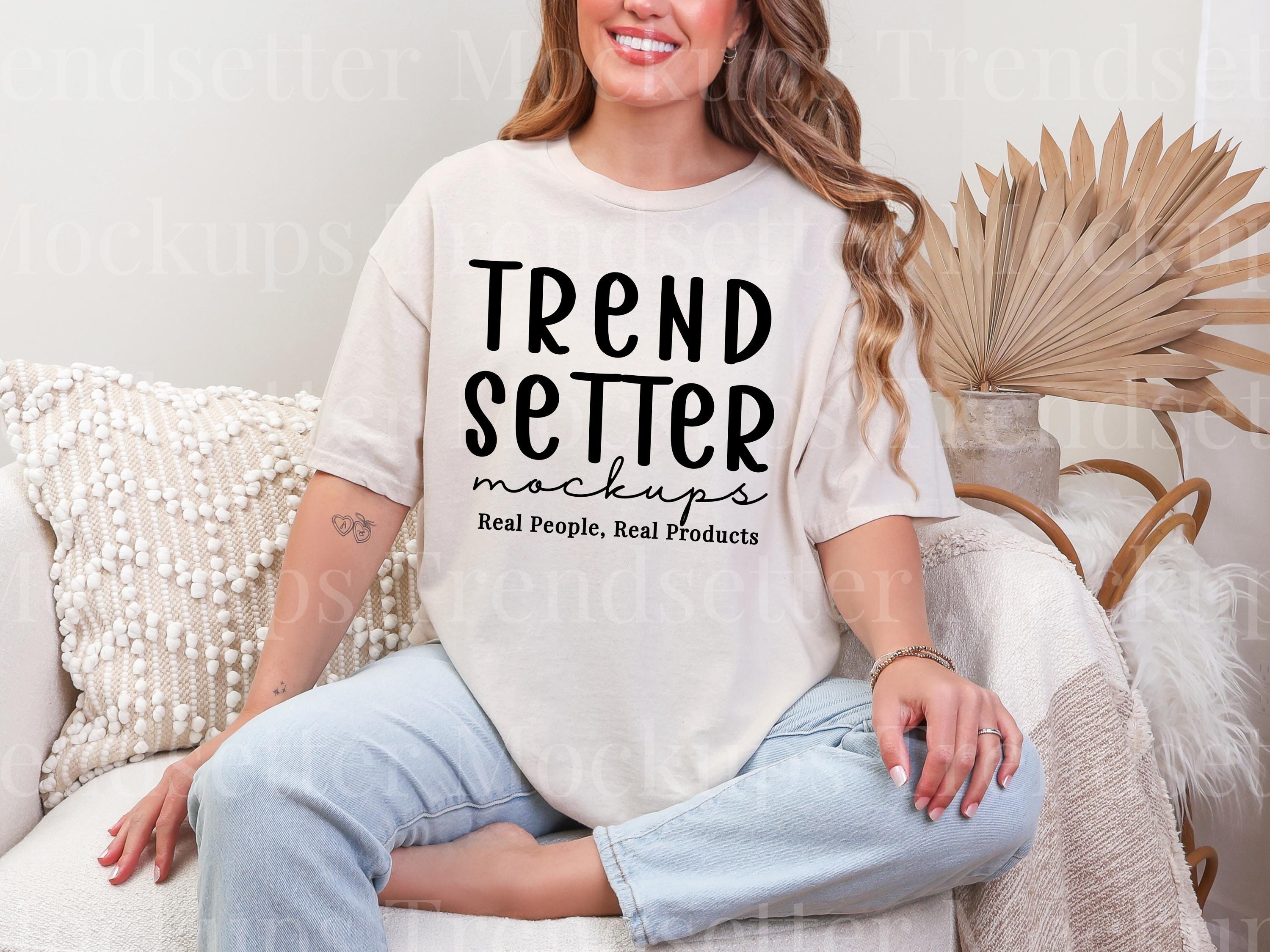 Gildan 5000 Natural Tshirt Mockup | G5000 Natural T-Shirt | Real Model | G500 Tee Shirt Mock | Trendy Boho Aesthetic