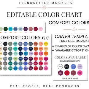 Editable Comfort Colors CC1717 Color Chart, Canva Template Editable Color Chart, Use with 1717 Size Chart and Comfort Colors Mockups