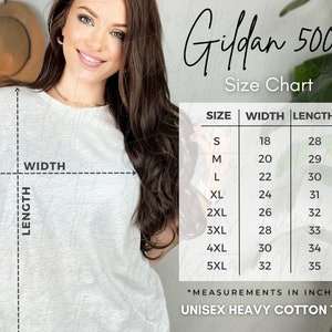 Gildan 5000 Size Chart Unisex Gildan 5000 Size Chart Gildan - Etsy