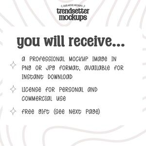 The image is a professional mockup image in a Png or JPG format, available for instant download. It is intended for personal and commercial use, and there is a free gift (see next page) available.