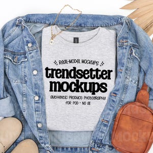 Gildan 64000 Ash T-Shirt Mockup, G64000 Flat Lay Product Photography