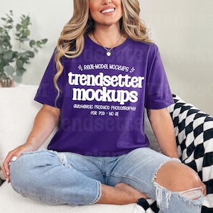 Bella Canvas 3001 Team Lila Tshirt Mockup, reale Person Modell