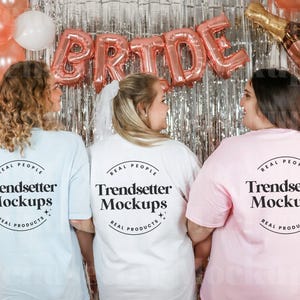 Back of Shirt Comfort Colors White Mockup, CC1717 Oversized Shirt Group Mock-up, Bachelorette Mockup, Trendy Bridal Party