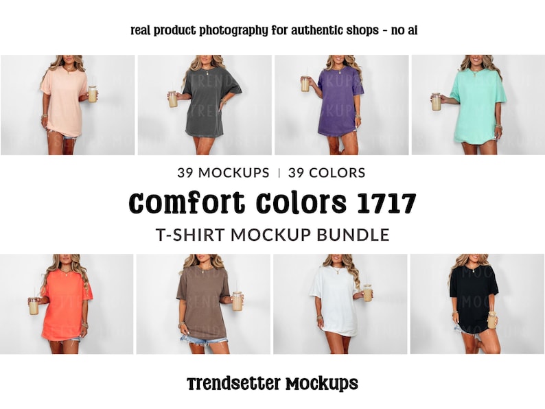 Paquete de maquetas Comfort Colors 1717, maquetas de camisetas CC1717, modelo real imagen 1