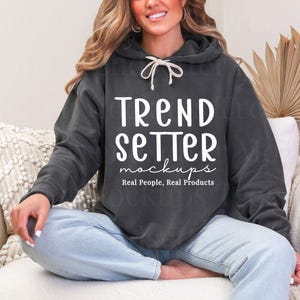 Comfort Colors 1467 Pepper Hoodie Mockup | CC1467 Pepper Hooded Sweatshirt Mock-up | Real Person Model | Trendy Boho Aesthetic