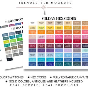 Nuancier des codes hexadécimaux Gildan | Modèle de toile modifiable | G5000 G64000 G18000 G18500