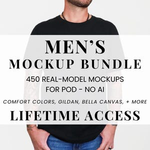 Mens TShirt Mockup Bundle | Comfort Colors | Gildan | Bella Canvas | Color Blast | Real Male Model Mock-Ups | Mocks for POD Shops