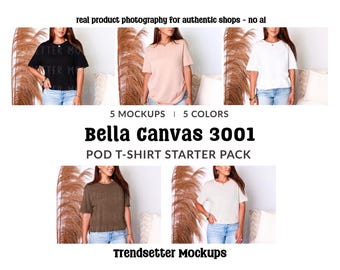 Bella Canvas 3001 Mockup Bundle, Boho BC3001 T-Shirt Mocks, Real Model