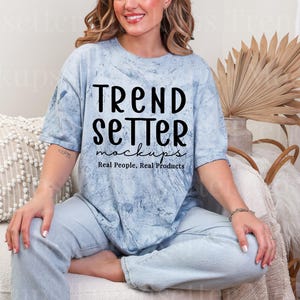 Color Blast 1745 Ocean T-Shirt Mockup, CC1745 Oversized Tee, Boho Lifestyle, Real Person Model