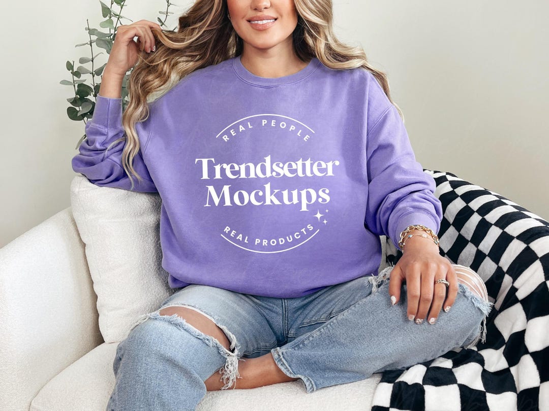 Comfort Colors 1566 Violet Mockup, CC1566 Trendy Checkered