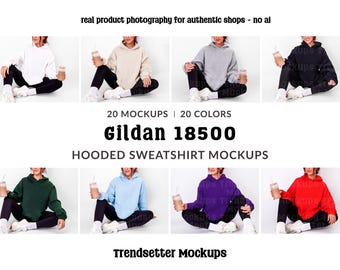 Gildan 18500 Mockup Bundle, G185000 Hooded Sweatshirt Mocks, Real Model
