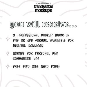 The image is a professional mockup image in a specific format, available for instant download. It is a license for personal and commercial use, and there is a free gift (see next page) for the viewer.