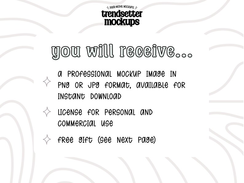 The image is a professional mockup image in a specific format, available for instant download. It is a license for personal and commercial use, and there is a free gift (see next page) for the viewer.