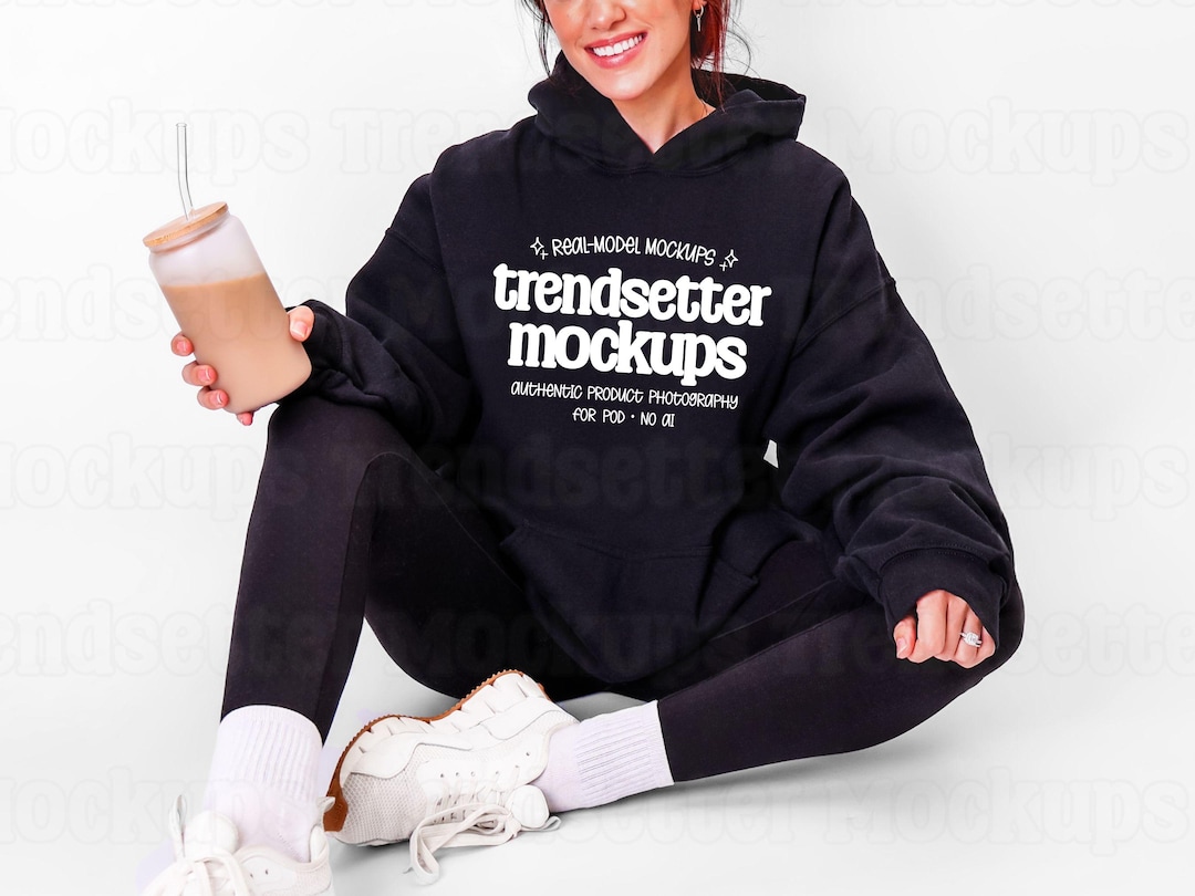 Gildan 18500 Black Hoodie Mockup, G18500 Hooded Sweatshirt, Real Model ...