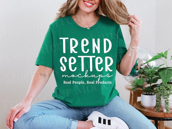 Bella Canvas 3001 Kelly Mockup, BC3001 Kelly Green Unisex Teeshirt