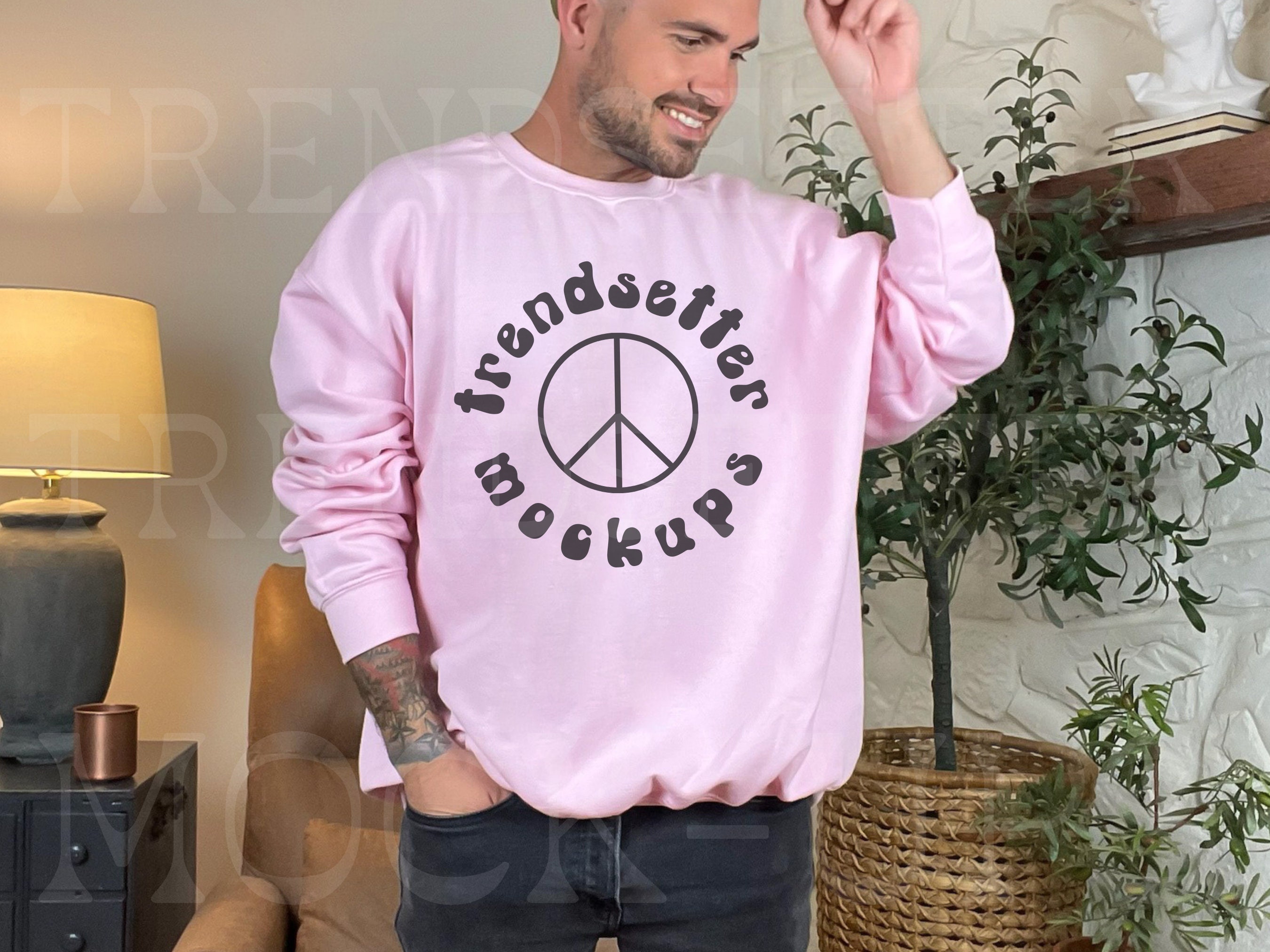 Gildan 18000 Light Pink Mockup Mens Pink Sweatshirt Mockup Etsy