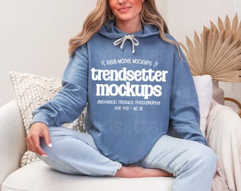 Maqueta de sudadera con capucha Blue Jean Comfort Colors 1467 (Descarga digital)