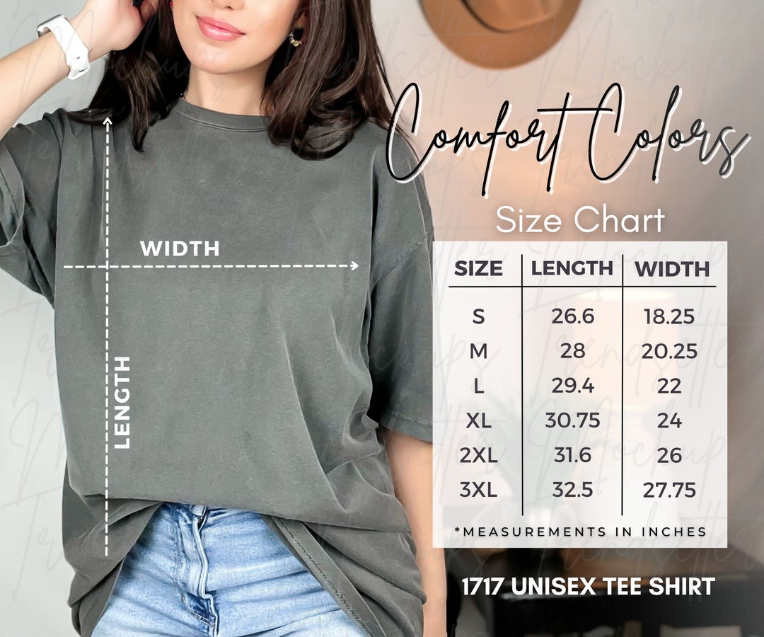 Comfort Colors C1717 Size Chart 1717 Comfort Colors Unisex - Etsy