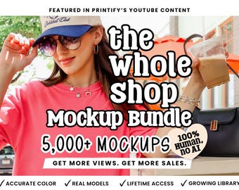Whole Shop Mockup Bundle: CC1717 G18000 Comfort Colors Gildan Bella Canvas, Real Models